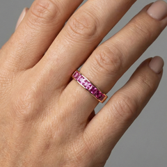 Pink Sapphire 14K (18K Custom) Rose Gold Eternity Band Ring
