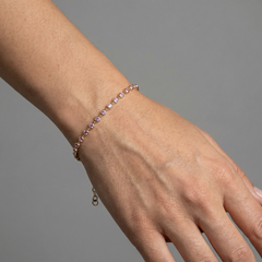 Pink Sapphire Diamond 14K (Custom) Yellow Gold Tennis Bracelet