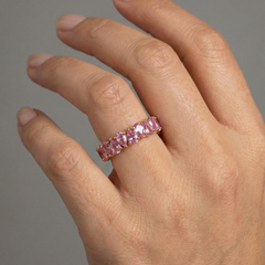 Pink Sapphire Pear-Cut 14K Gold (18K Custom) Half Eternity Band Ring