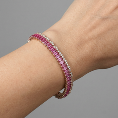 Prism Sapphire Emerald-Cut 14K (18K Custom) Gold Tennis Bracelet