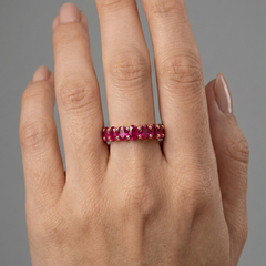 Ruby Oval 14K Rose Gold (18K Custom) Eternity Band Ring