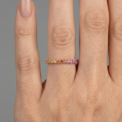 Vibrant Sapphire 14K (18K Custom) Gold Eternity Band Ring