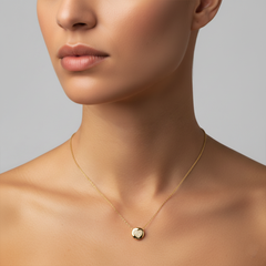 Diamond Glamour Disc 14K (or 18k upon request) Yellow Gold Heart Necklace