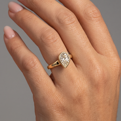 Pear-Shaped Bezel Set Diamond Ring in 14K Yellow Gold