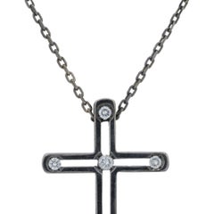 18K WG Damiani .15 CTW Diamond Cross Pendant