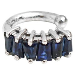 Blue Sapphire 14K (18k Custom) White Gold Ear Cuff