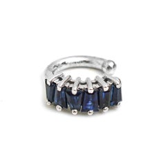 Blue Sapphire 14K (18k Custom) White Gold Ear Cuff