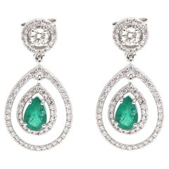 Emerald 18K White Gold Drop Earrings