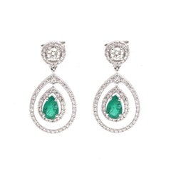 Emerald 18K White Gold Drop Earrings