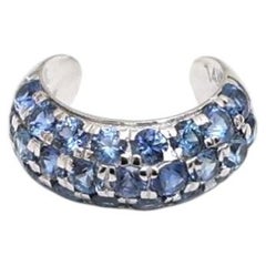 Blauer Saphir, 14 Karat (auf Wunsch auch 18 Karat), weißer Ear Cuff