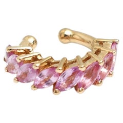 Marquise Pink Sapphire 14K (18k Custom) Yellow Gold Ear Cuff