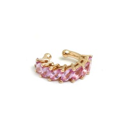 Marquise Pink Sapphire 14K (18k Custom) Yellow Gold Ear Cuff