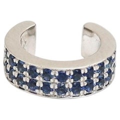 Blue Sapphire Pavé 14K (18K Custom) White Gold Ear Cuff