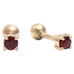 Orange Sapphire 14K (18K Custom) Yellow Gold Solitaire Screw Back Stud Earrings