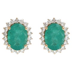 Emerald Halo 18K Natural Diamond Yellow Stud Earrings