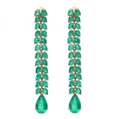 Emerald Waterfall 18K Yellow Gold Drop Earrings