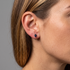 Blue Sapphire Solitaire 14K (18K Custom) Yellow Gold Screw Back Stud Earrings