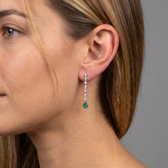 Emerald Brilliance 18K Natural Diamond White Gold Drop Earrings