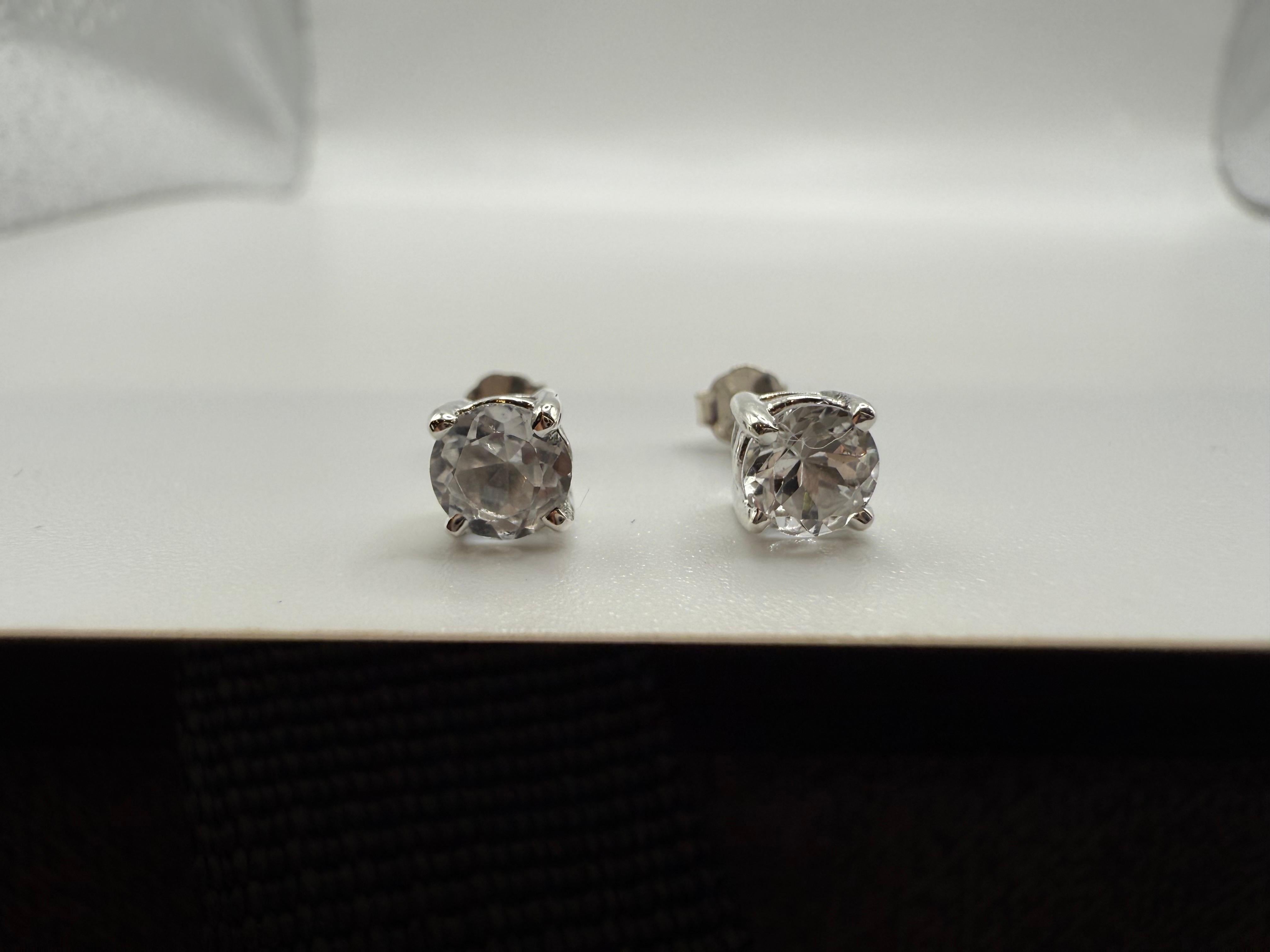 Taille brillant Boucles d'oreilles Topaze en argent 925 en vente
