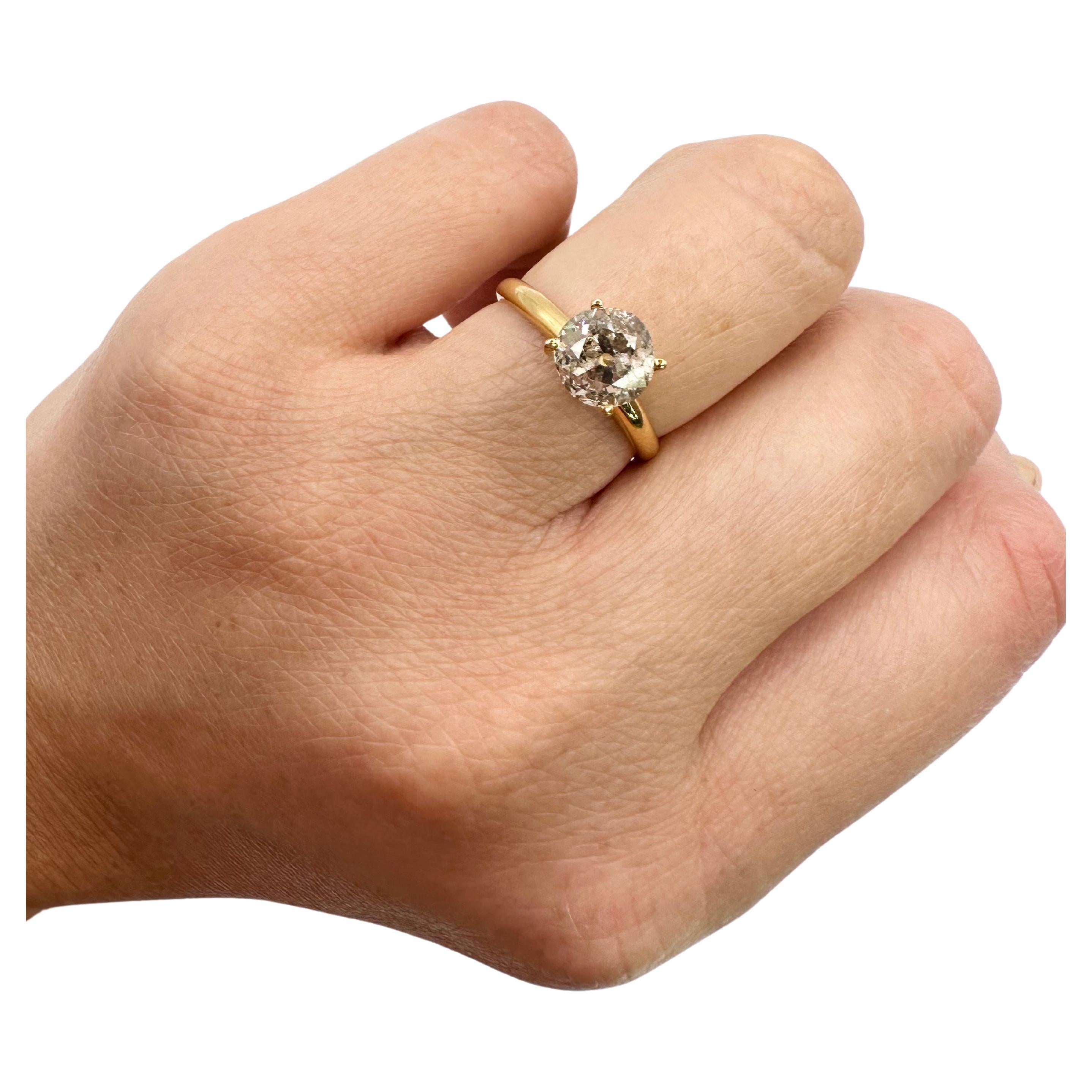 Salt Pepper Diamond ring 14KT gold Engagement ring  For Sale
