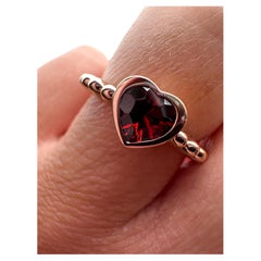 Heart garnet ring 14KT rose gold Romantic natural garnet solitaire ring