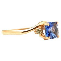 Cushion Tanzanite Diamond ring 18KT rose gold classical engagement ring