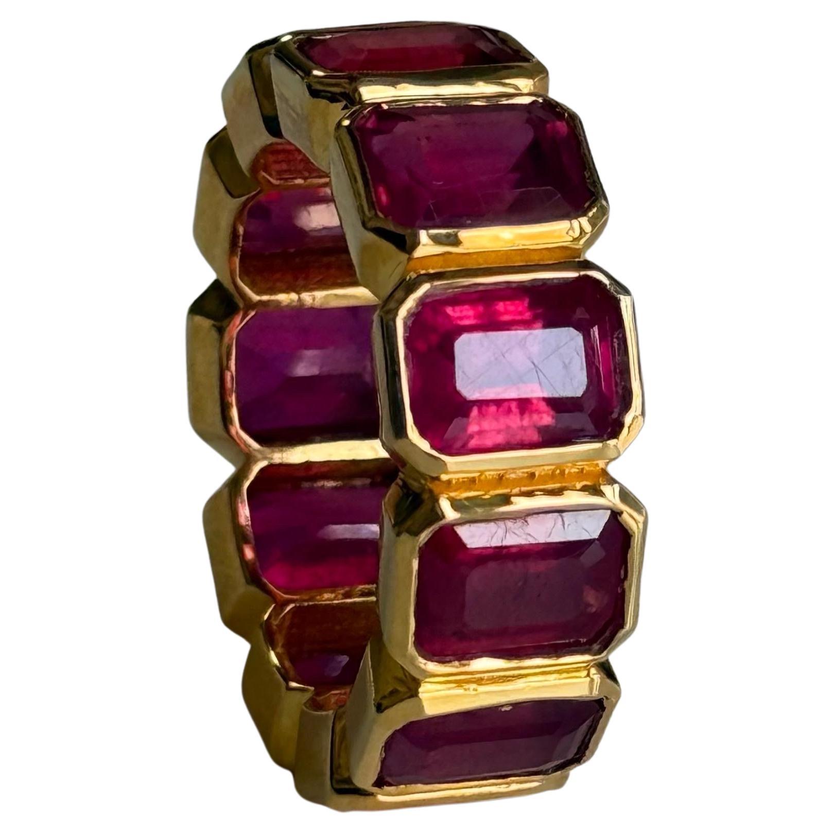 Anillo de eternidad de rubí hecho a mano Anillo de eternidad de oro de 14 KT