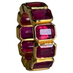 Anillo de eternidad de rubí hecho a mano Anillo de eternidad de oro de 14 KT