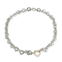 2000 Tiffany & Co. Sterling Silver 18K Gold Heart Link Necklace