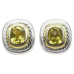 David Yurman Sterling Silver 14K Gold Lemon Citrine Clip-On Earrings
