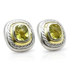 David Yurman Sterling Silver 14K Gold Lemon Citrine Clip-On Earrings