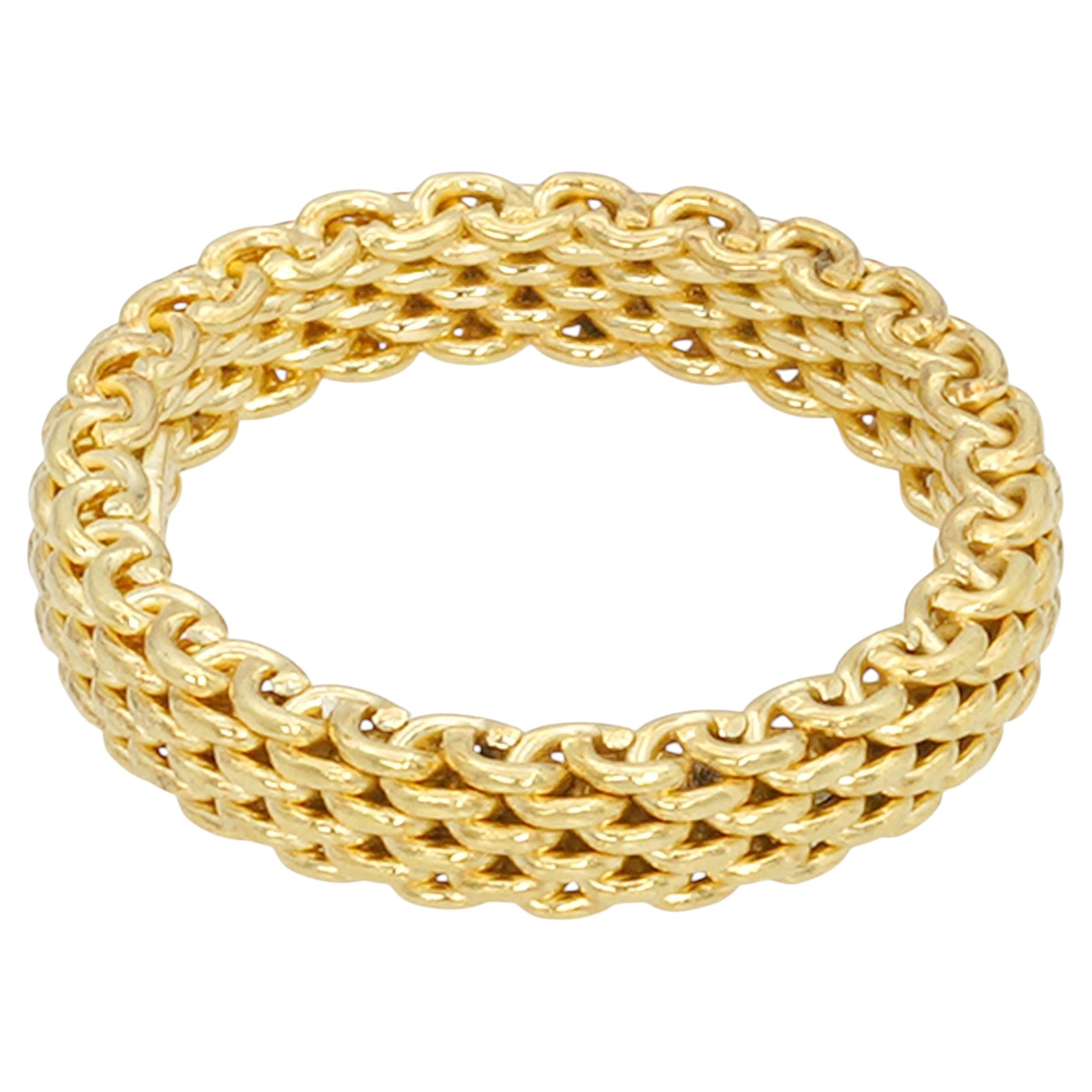 Tiffany and Co. 18k Yellow Gold Sommerset Mesh Ring For Sale