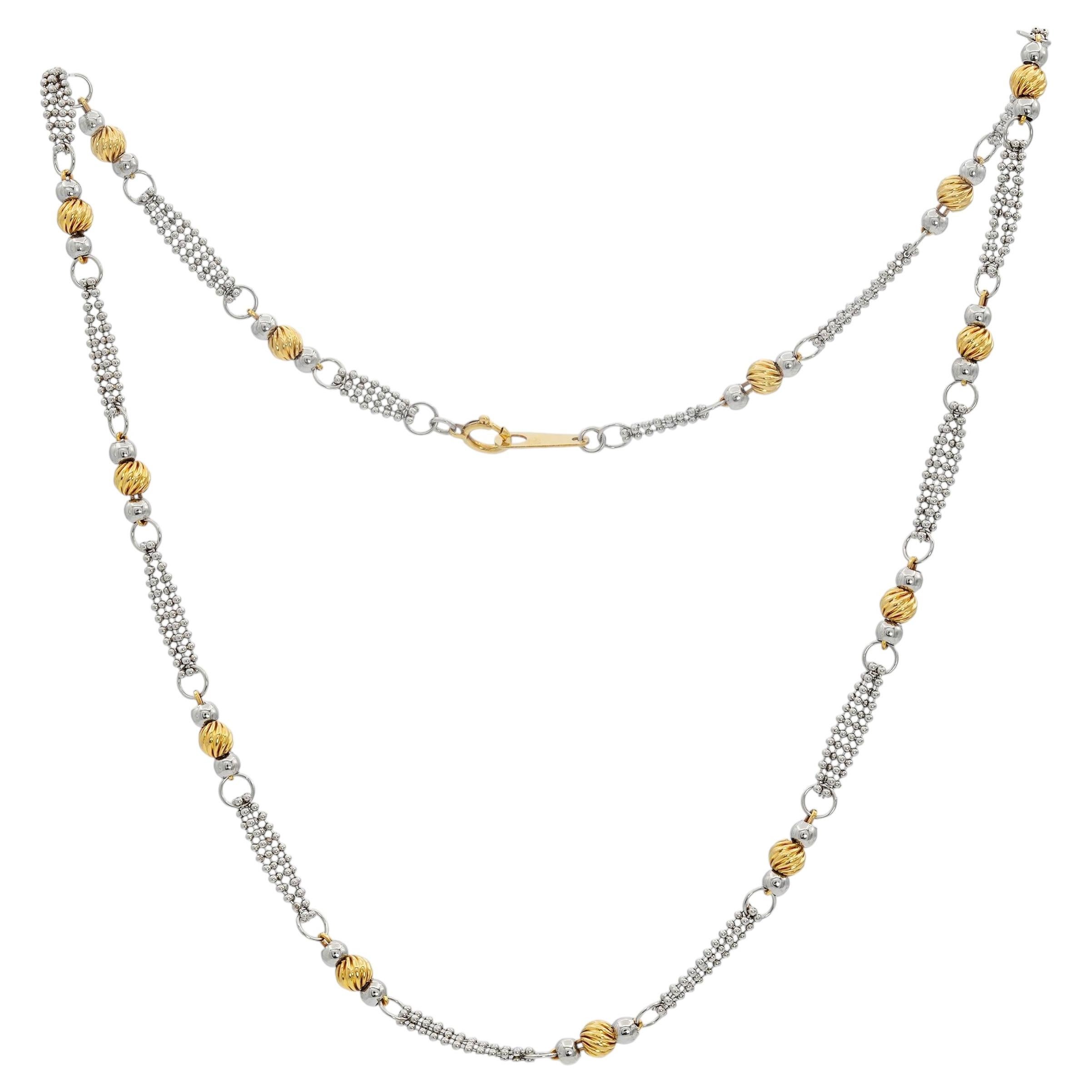 Collar vintage de cuentas de platino y oro amarillo de 18k en venta