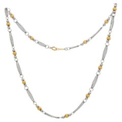 Vintage Platinum & 18k Yellow Gold Bead Necklace