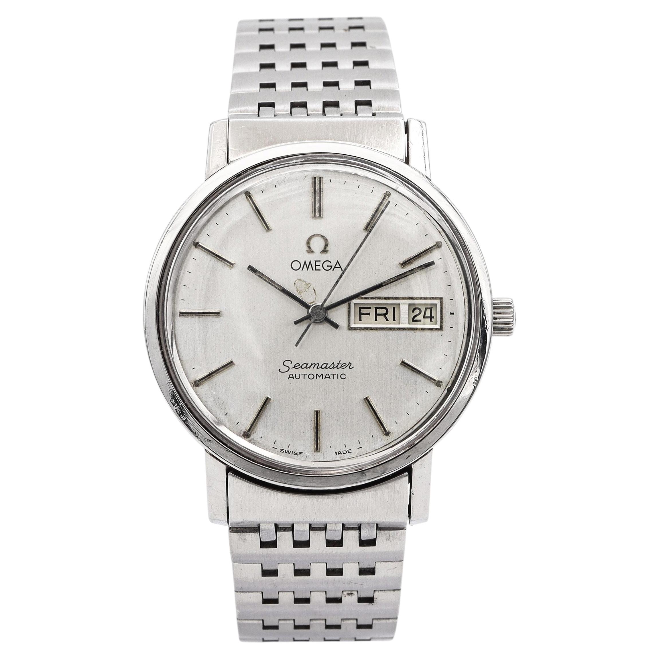 Omega Seamaster Herrenuhr aus Edelstahl mit automatischem Uhrwerk und Datumsanzeige