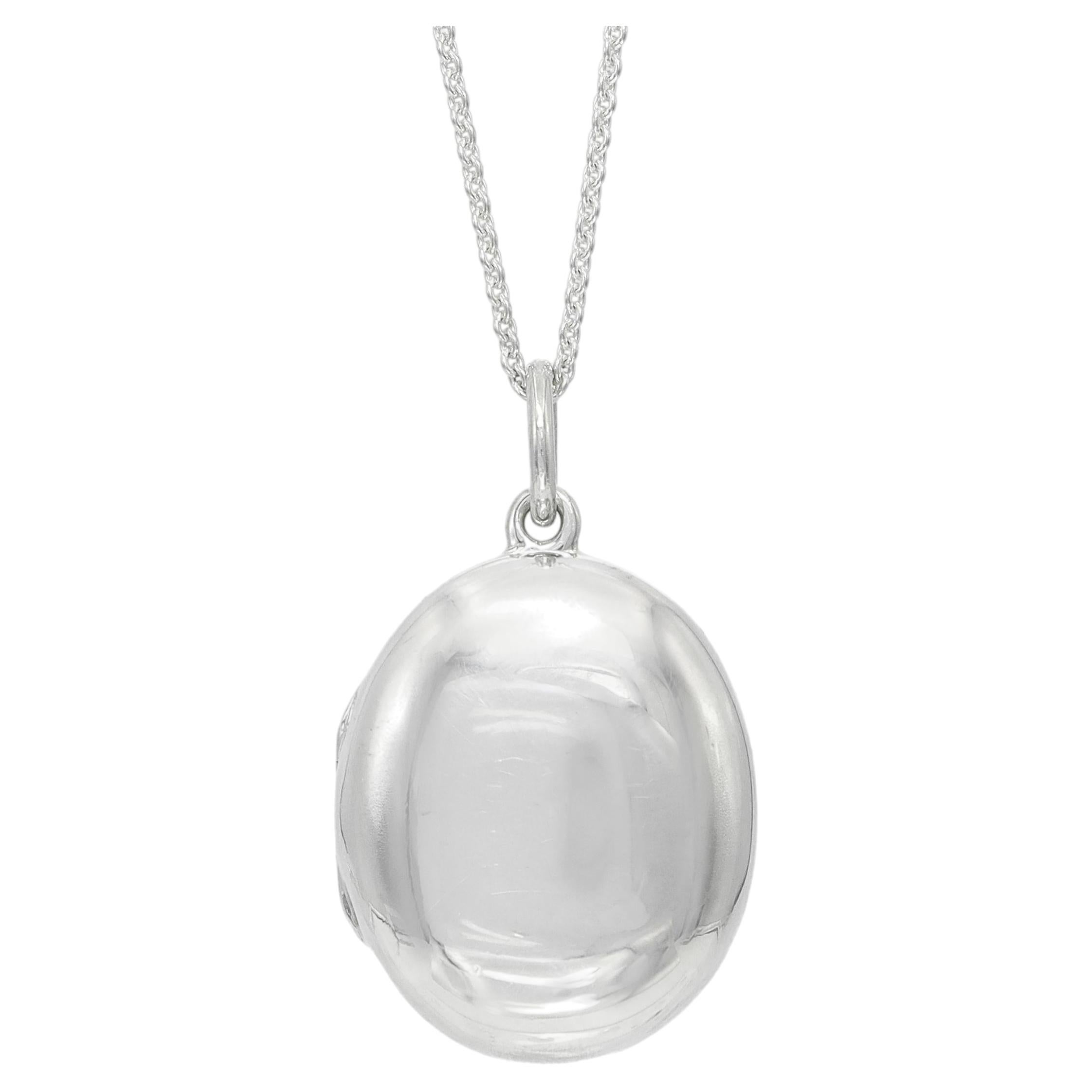 Tiffany & Co. Sterling Silver Oval Locket Pendant Necklace
