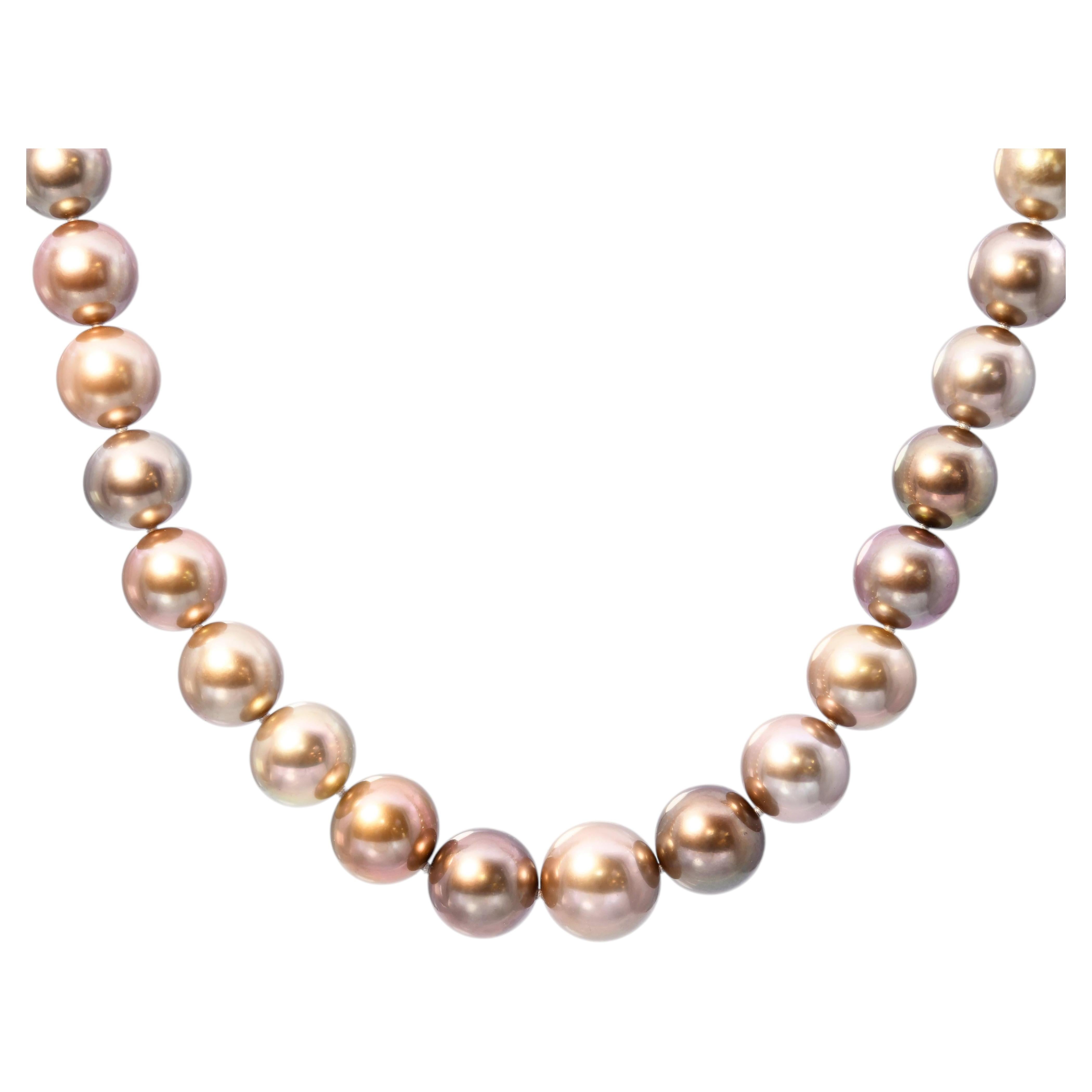 18k Yellow Gold Tahitian Pearl and Diamond Strand Necklace