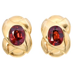 Vintage Gucci 18k Yellow Gold 4.76ctw Spessartine Garnet Omega Back Earrings