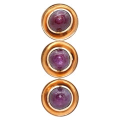 Antique English 9ct Rose Gold 6.1tcw Star Ruby Shirt Studs