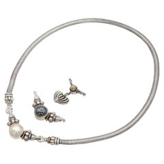 Collana intercambiabile Lagos Caviar in argento sterling, oro 18 carati, ematite e perle