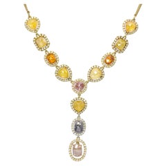 Collar de eslabones de diamantes «Fancy» de 12,69 tcw en oro rosa de 18k