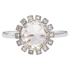 Vintage 18k White Gold GIA O-P IF 2.13ct Rose Cut Diamond Ring
