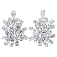Pendientes llamativos vintage de platino con un conjunto de diamantes de 10,15 tcw, calidad I VS