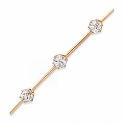 Antique 14k Yellow Gold Diamond 0.90tcw Old Mine Diamond Bar Brooch