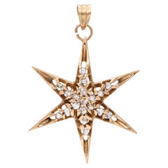 Victorian 9k Yellow Gold Polki Cut Diamond Star Pendant