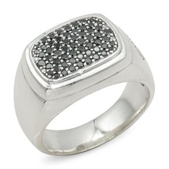 David Yurman Sterling Silver Black Diamond Signet Ring