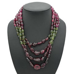 14K White Gold Multi Color Tourmaline Necklace and Vermeil Bracelet