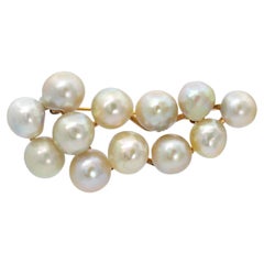 Vintage Ming's 14k Yellow Gold Pearl Brooch