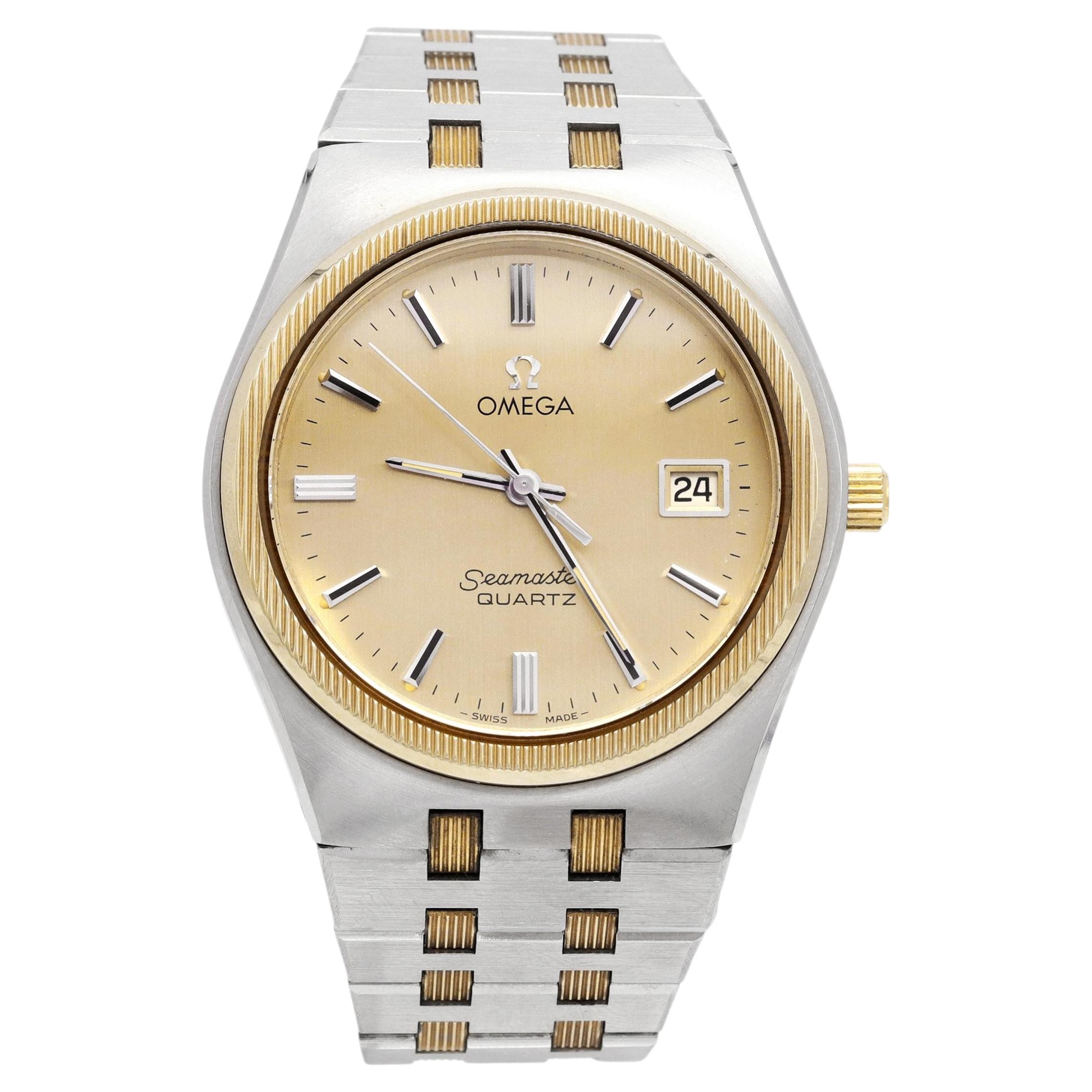 Vintage Omega Two Tone Seamaster Quartz Watch Ref. 1960134 For Sale