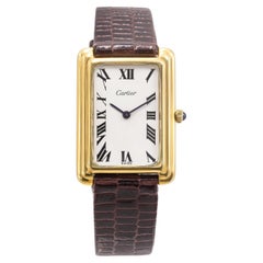 Vintage Cartier Jumbo Stepped Tank Gold-Plated Manual Wind Men's Watch